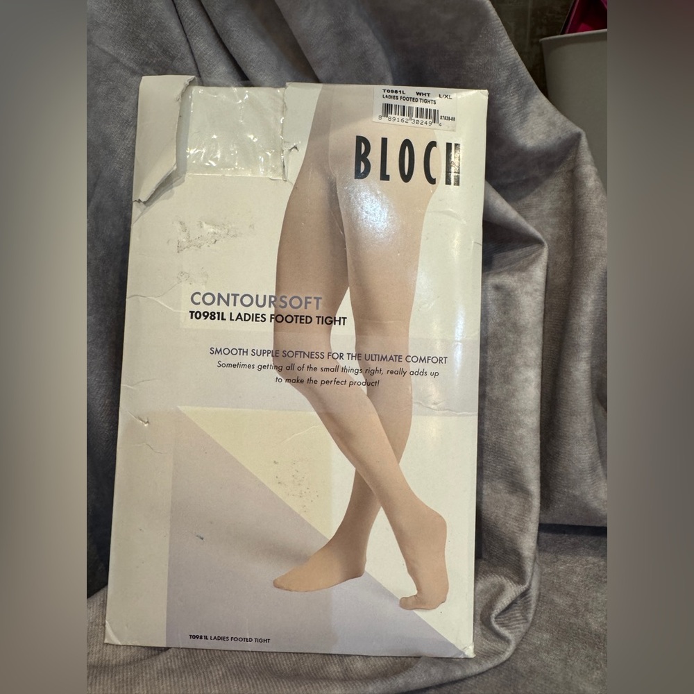 Bloch‎ ContourSoft Footed WhiteTights in L/XL